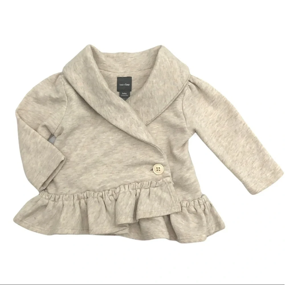 𝅺BABY Gap‎ Oatmeal Heathered Jacket Girl 3-6 months.